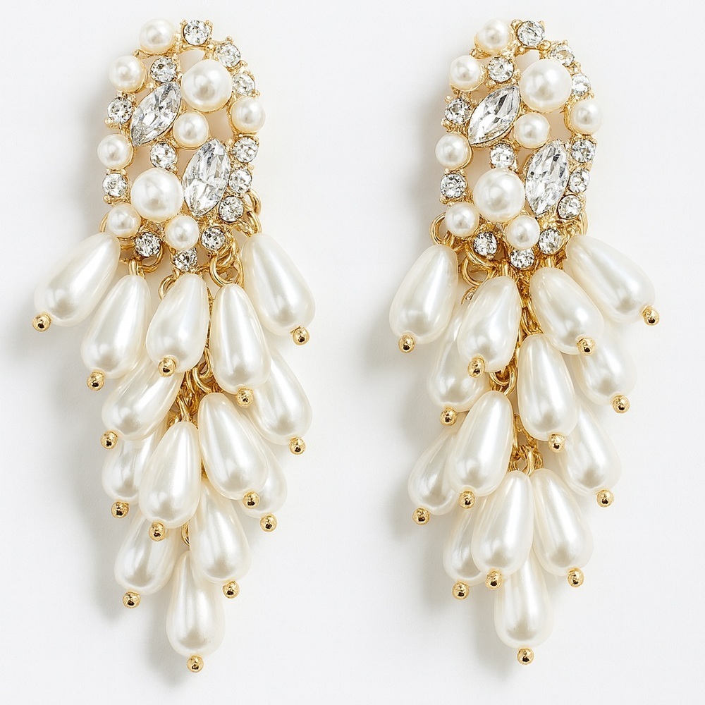 Elegant Pearl and Crystal Drop Earrings